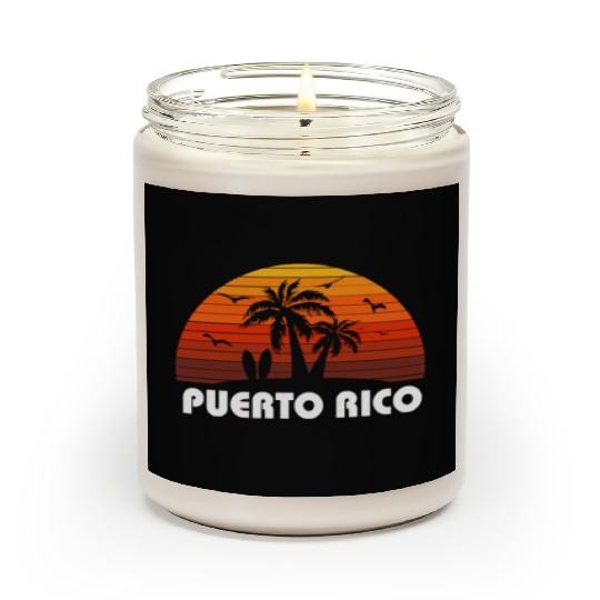 Retro Puerto Rico Sunset Cool Vintage Vacation Scented Candles