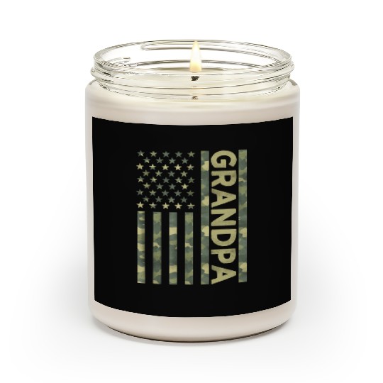 Proud Grandpa Camouflage American Us Flag Camo Scented Candles