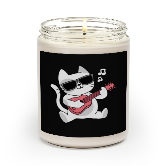 Cute Kitten Music Lover Guitarist Musician Cat Scented Candles