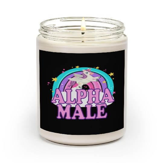 Ironic Alpha Male Unicorn Rainbow Funny Scented Candles