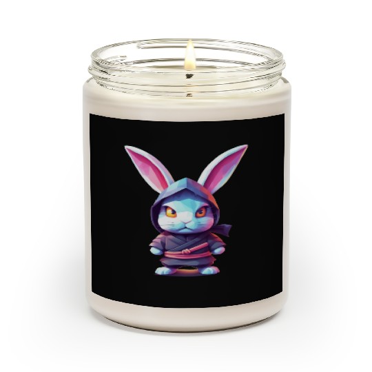 Fierce Elegance: Pastel Rabbit Ninja Unleashed Scented Candles