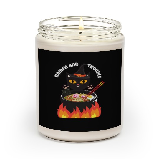 Halloween Black Cat, Ramen and Trouble Scented Candles
