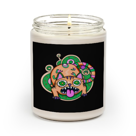 Psychedelic Trippy Cat Scented Candles