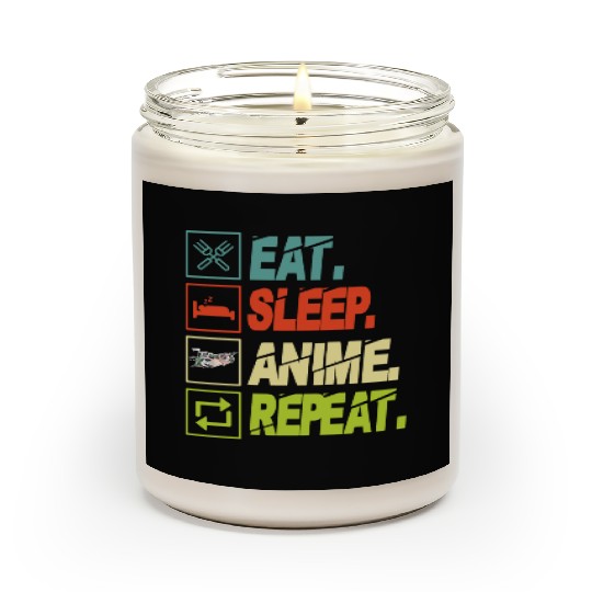 Eat Sleep Anime Repeat Ramen Kawaii Japanese Manga Scented Candles