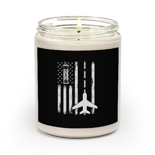 Air Traffic Controller Patriotic Airplane Aviation Scented Candles