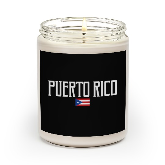 Puerto Rico Flag White Text Scented Candles
