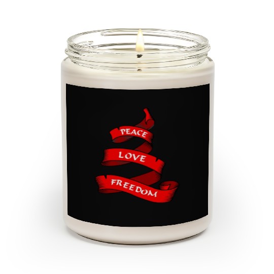 Peace love freedom red Scented Candles