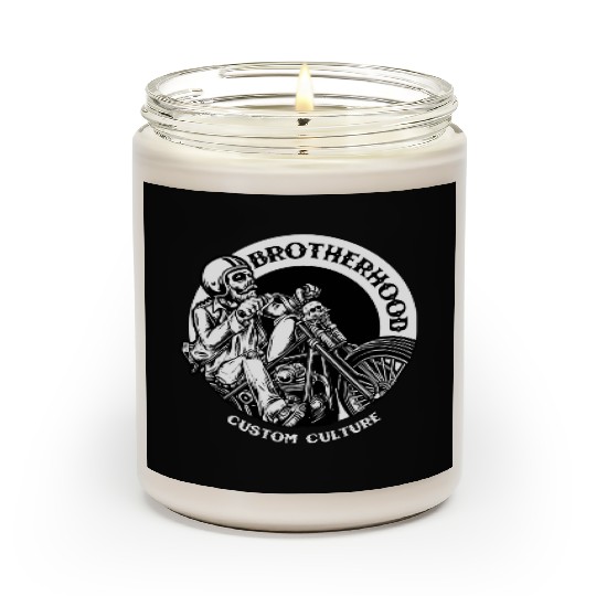 Riding brotherhood culture, skeleton riding a bike Scented Candles