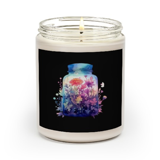 Vintage Wildflower Poster Green Botanical Wall Art Scented Candles