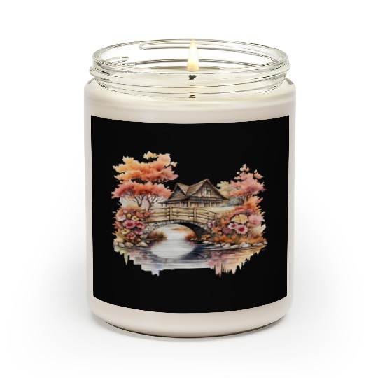 Vintage Wildflower Poster Green Botanical Wall Art Scented Candles