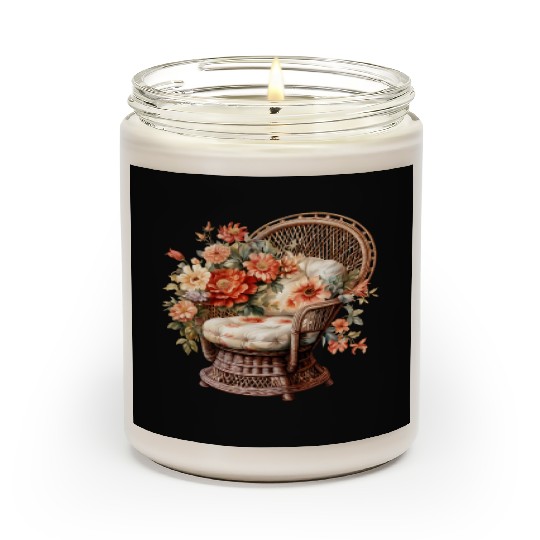 Vintage Wildflower Poster Green Botanical Wall Art Scented Candles