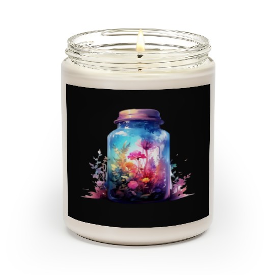 Vintage Wildflower Poster Green Botanical Wall Art Scented Candles