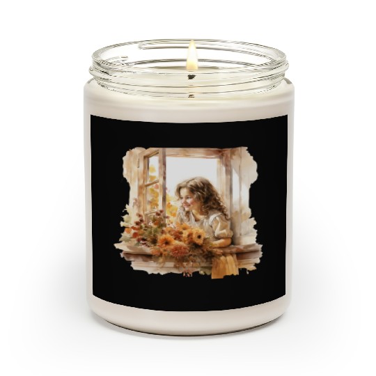 Vintage Wildflower Poster Green Botanical Wall Art Scented Candles