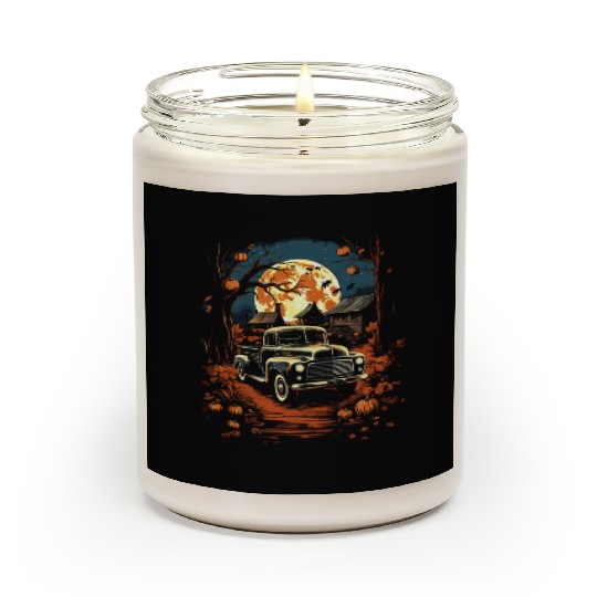 Creepy Old Truck Halloween Haunted Classic Truck Scented Candles