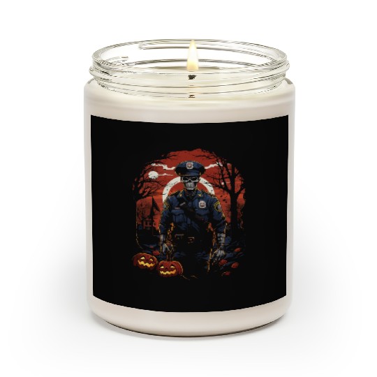 Creepy Zombie Cop Undead Police Halloween Officer Scented Candles