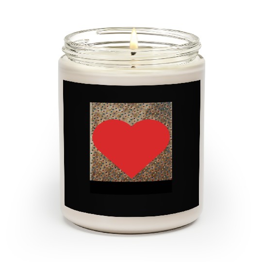 Romantic Red Love Heart on Brown Dotted Background Scented Candles