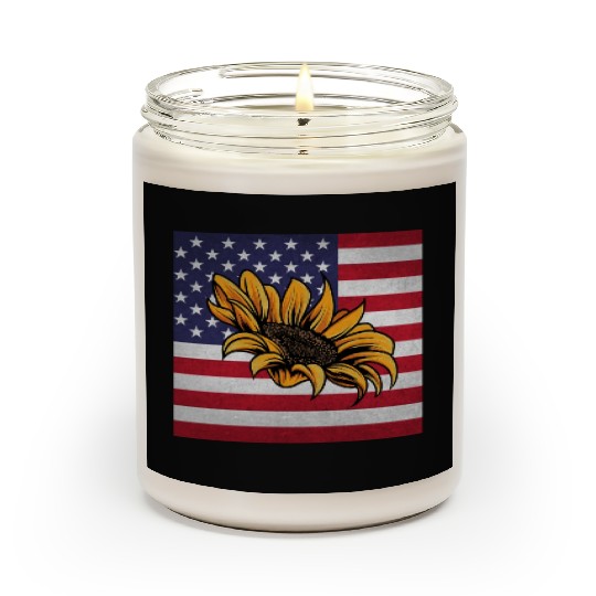Sunflower Gardening Us Flag Scented Candles