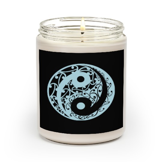 Yin And Yang In A Koru Pattern In A Light Blue Scented Candles