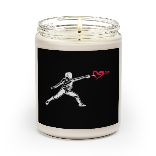 Fencing Fencer Heart Scented Candles