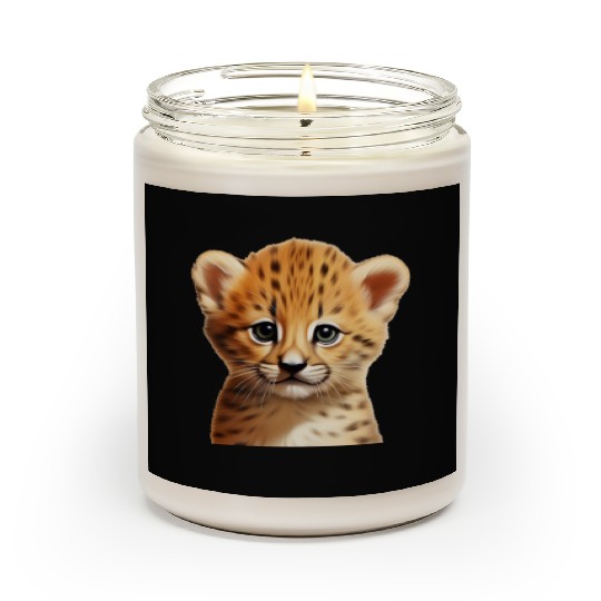 Baby cheetah portrait Scented Candles