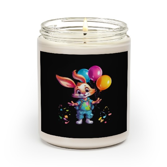 Happy Rabbit Holding Balloons Scented Candles