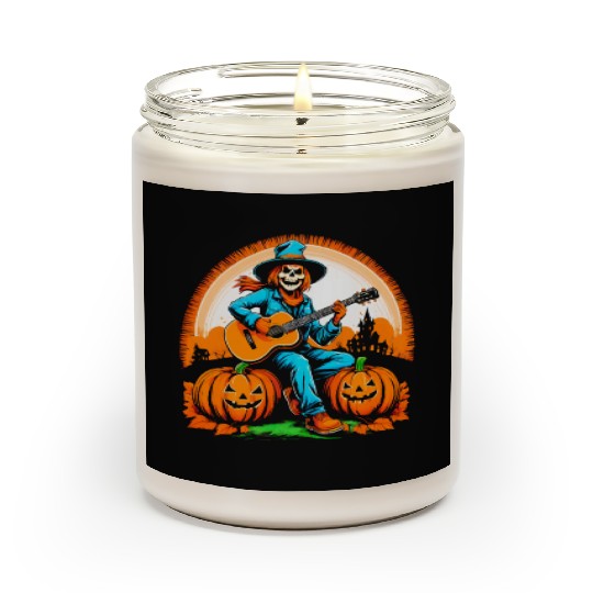 Happy Halloween scarecrow plays guitar Scented Candles
