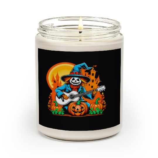 Happy Halloween scarecrow plays guitar Scented Candles