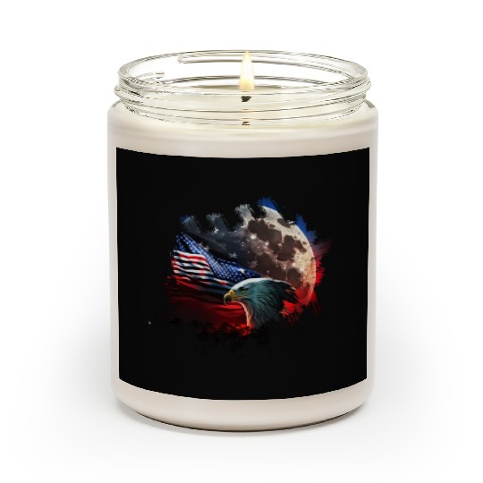 America eagle under Moon with American Flag Scented Candles