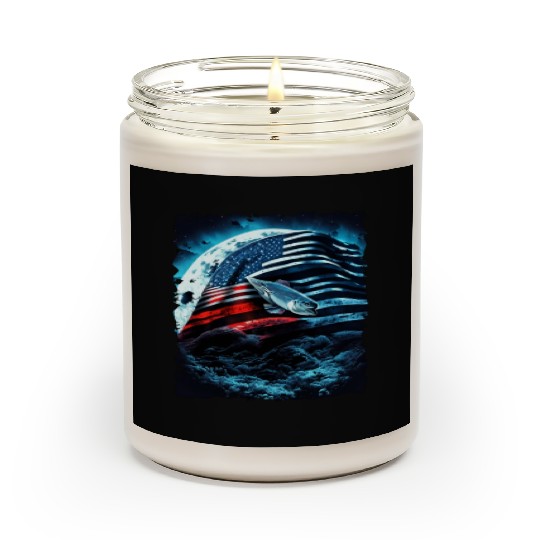 America fish under Moon with American Flag Scented Candles