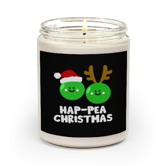 Hap-Pea Christmas Funny Vegetable Vegan Food Pun Scented Candles