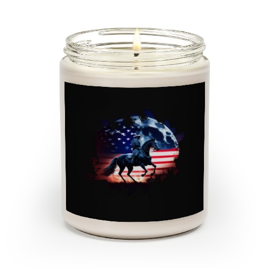 America horse under Moon with American Flag Scented Candles
