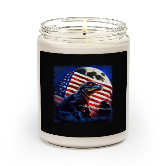 America lizard under Moon with American Flag Scented Candles