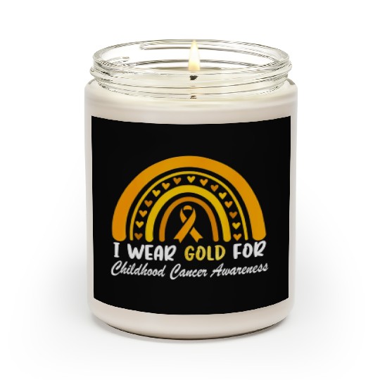 I Wear Gold For Childhood Cancer Awareness Scented Candles