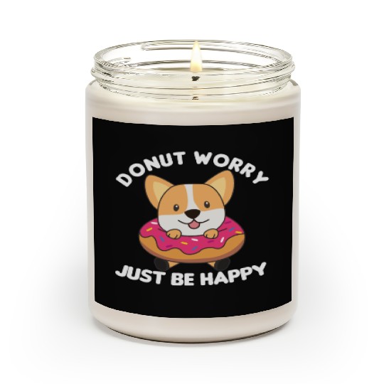 Cute Corgi Funny Animals In Donut Pink Scented Candles
