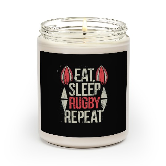 Eat Sleep Rugby Repeat Sports Typography Scented Candles