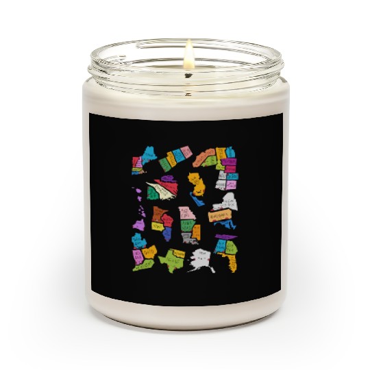 50 Cute US States Sticker Pack Scented Candles