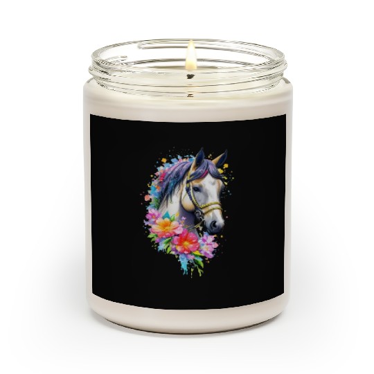 Flower Horse Spring Nature Horse Lovers For Women Scented Candles