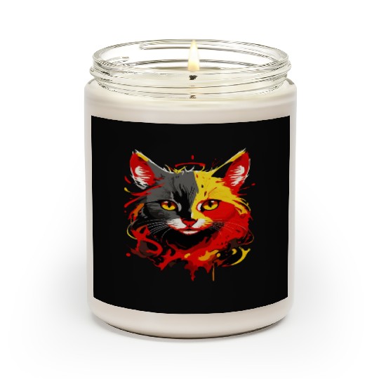 Cat Haed Realistic Watercolor Cute Cat Paint Scented Candles