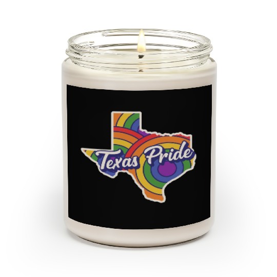 Rainbow Map Texas Design for proud LGBT+ Texans Scented Candles