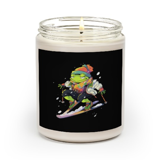 Frog Skiing Skier Ski Winter Snow Scented Candles