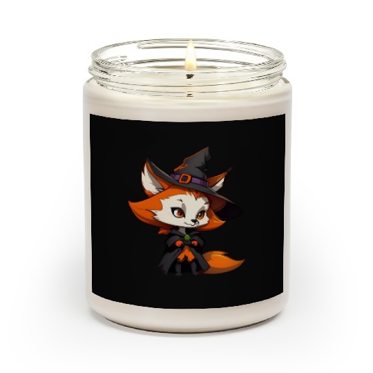 Cute Halloween fox with a witch hat. Scented Candles