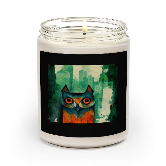 Mod Owl: Watercolor CIty Owl Scented Candles