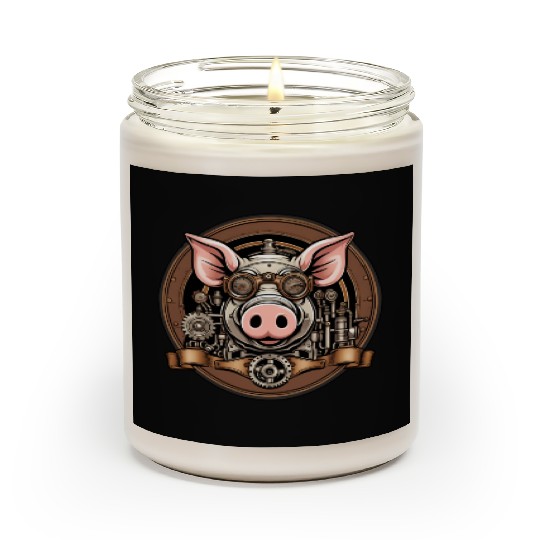 Steampunk Pig / Animal / Old School / Retro Scented Candles