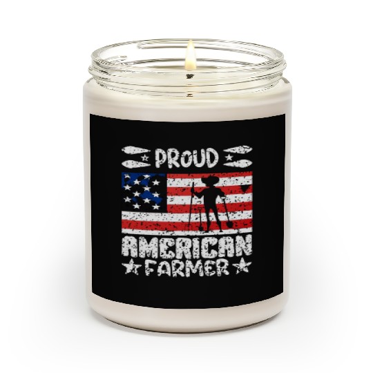 Proud american farmer quote Scented Candles