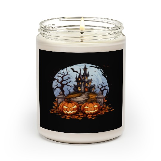 Spooky Haunted House Halloween Pumpkin Bat Scented Candles