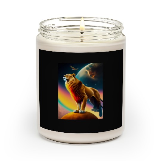 an astronaute on a bird with lion below Scented Candles