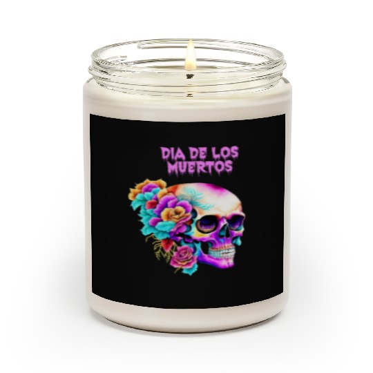 Vintage Dia de los Muertos Art Design Sugar Skull Scented Candles