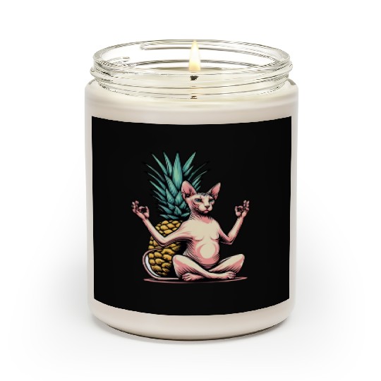 Meditating Sphynx cat with pineapple Scented Candles