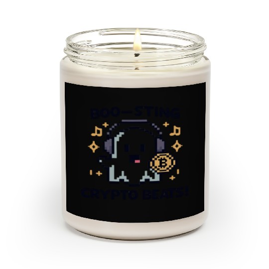 Quirky 8-Bit Ghost with Crypto Beats - Halloween Scented Candles
