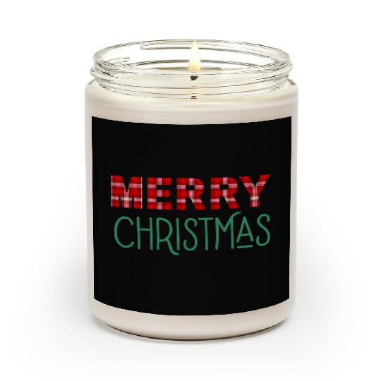 Merry Christmas Plaid Classic Holiday Style Scented Candles